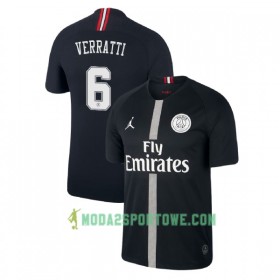 Koszulka Paris Saint-Germain Verratti 6 Jodan Czarny Trzeci Stroje Piłkarskie 2018-2019 Krótki Rękaw